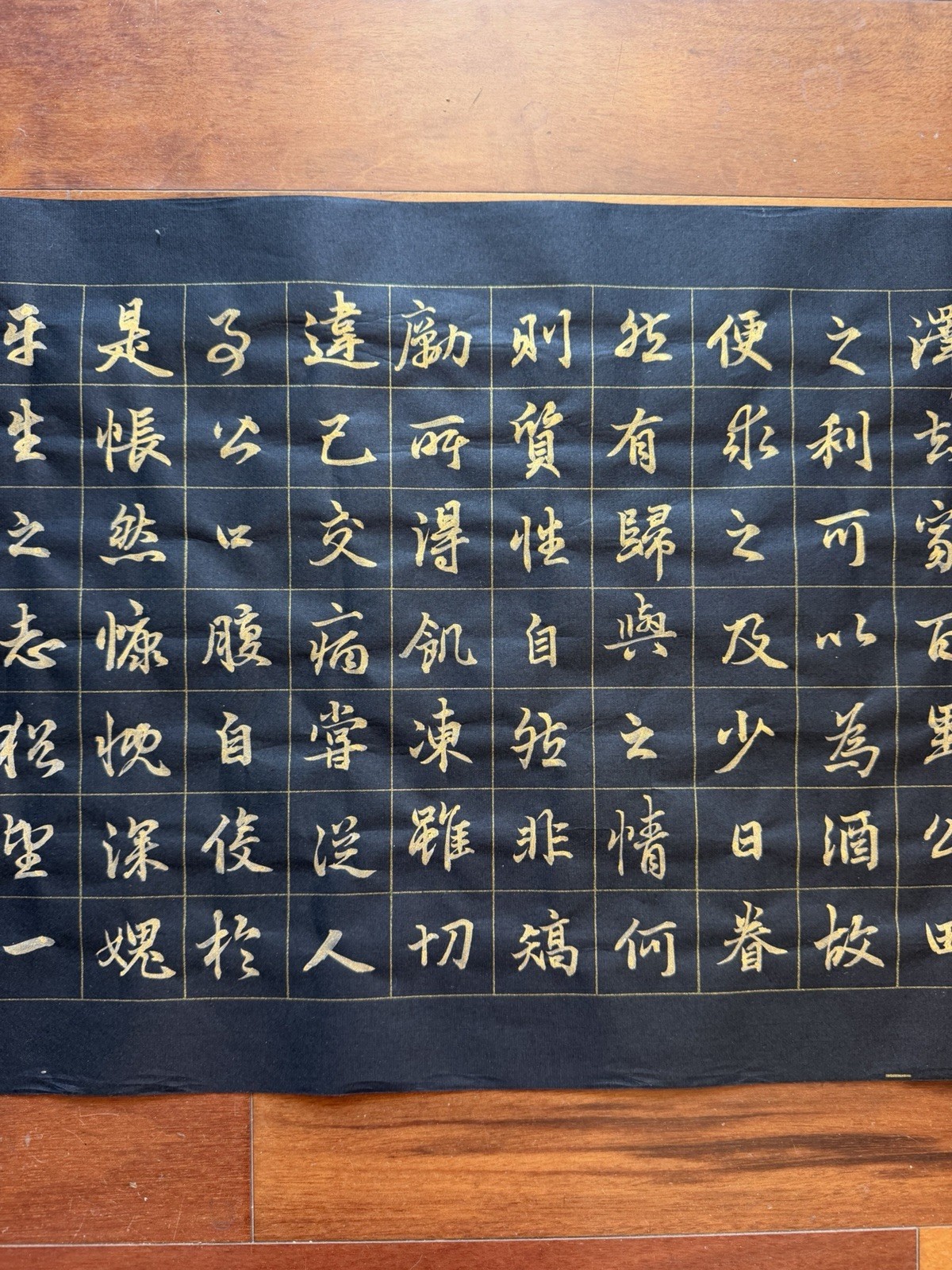 Unframed Chinese calligraphy Part Of The Return Black Paper Banner歸去來辭2645