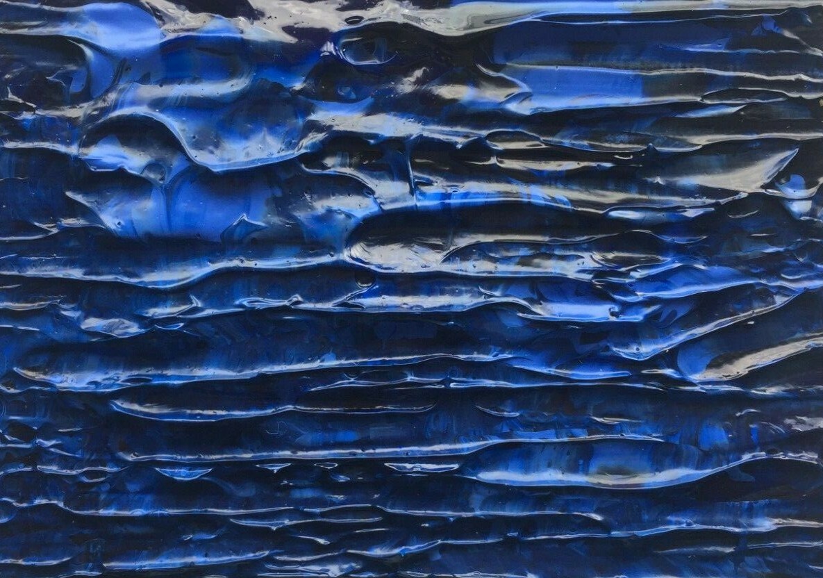 SHADES OF MIDNIGHT BLUE OCEAN ACEO Seascape Painting 2.5″x3.5″ Art Julia Garcia