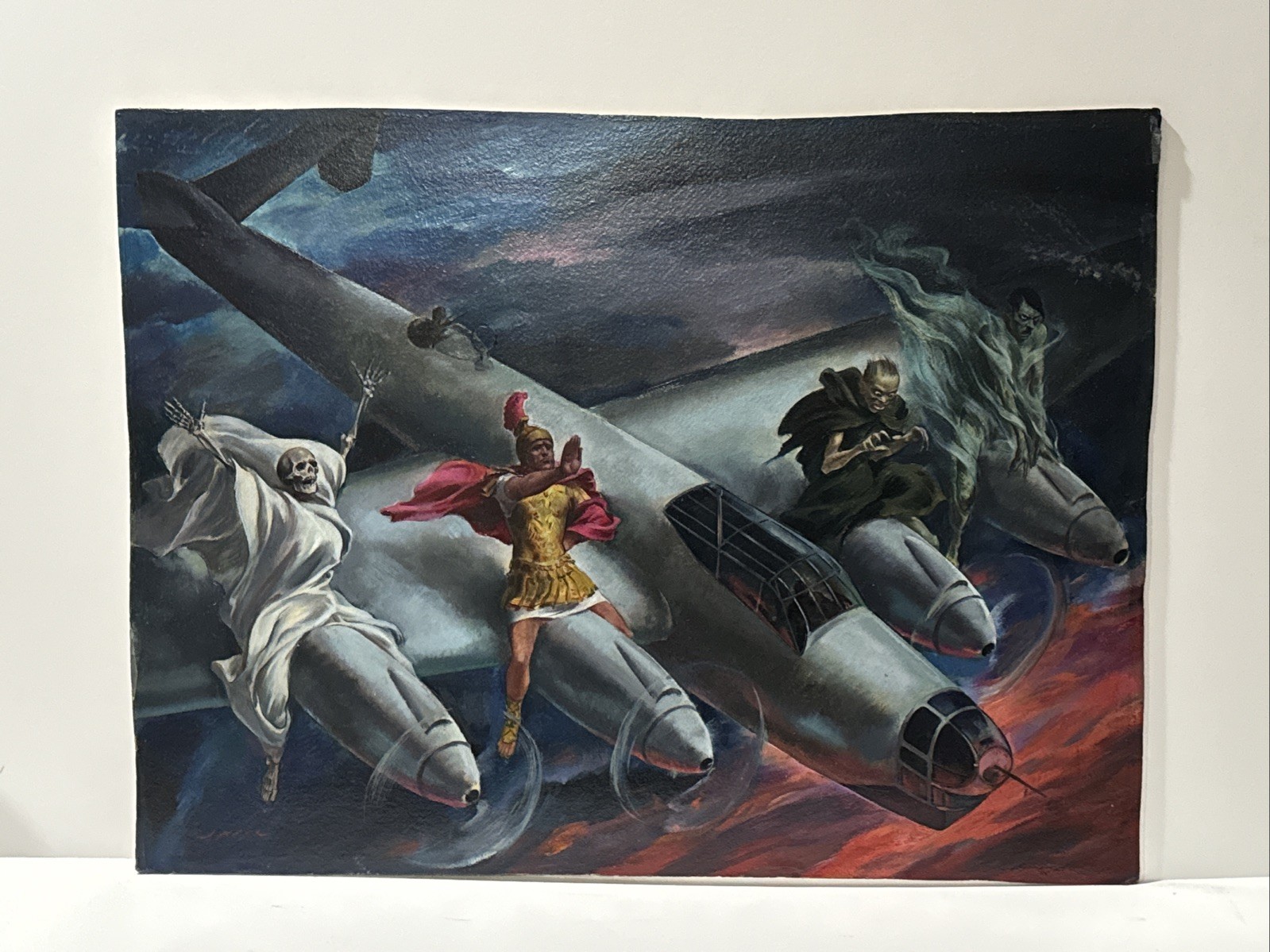 Antique World War Painting Aviation Military Leaders Jules Karl Rauschert Oil