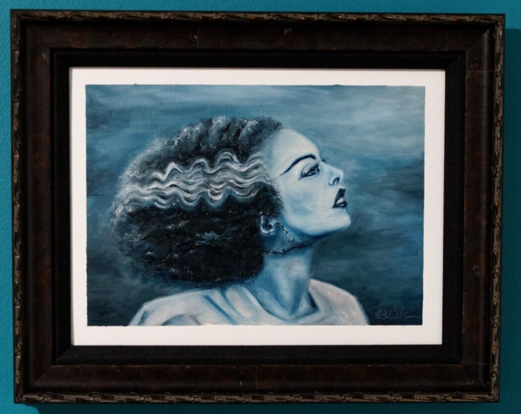 Bride of Frankenstein Original horror movie ART oil painting Framed