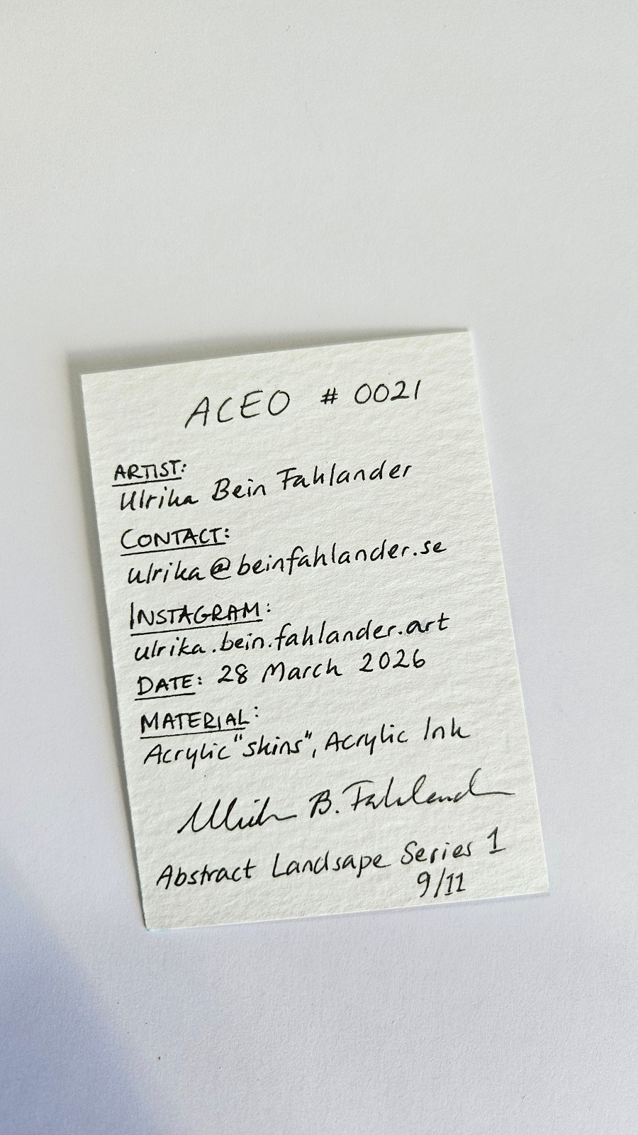 ACEO Card 2.5×3.5″ Original Miniature Art Abstract Landscape Series 9/11 #0021