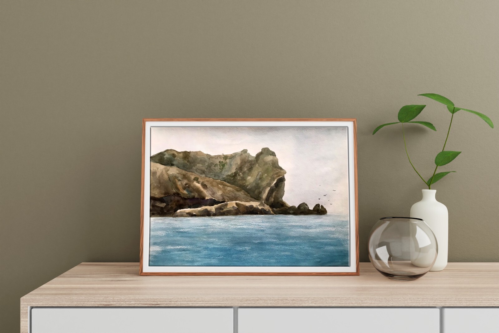 Watercolor Painting Seascape Dziuba K. Unframed Original Home Decor Art nAAA2298