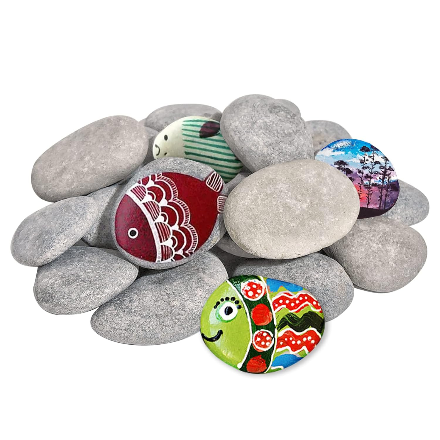 20PCS Large Painting Rocks, Natural River Rocks, Flat Rocks for Painting, 2-3 In