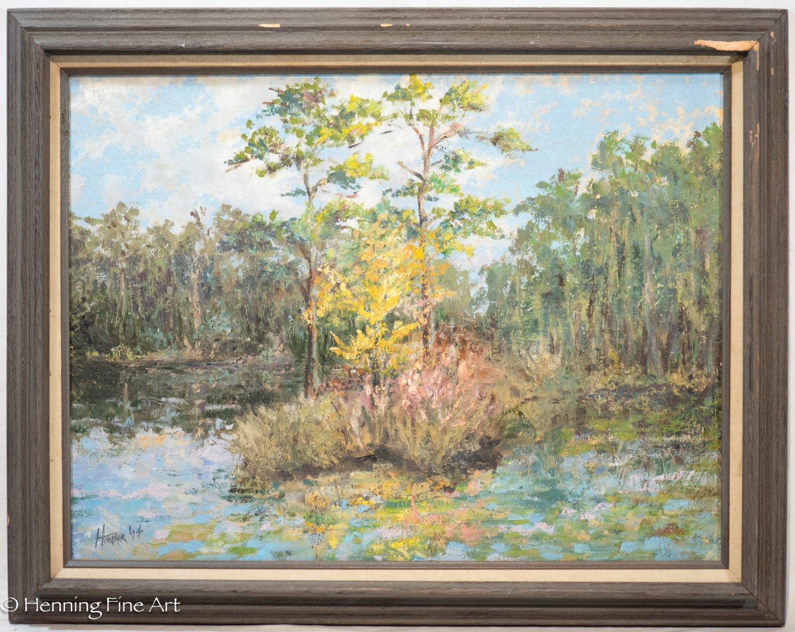 Beautiful Florida Impressionist Landscape Painting by Linda Hauser Cypress 23×29