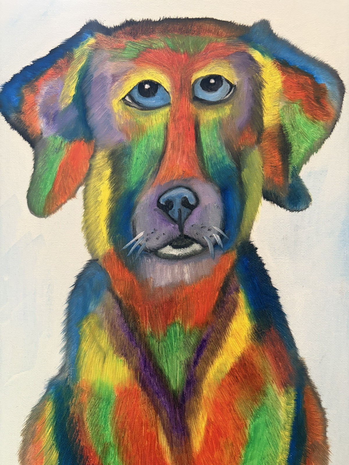 Original oil painting 11 x 14 inches beautiful colorful abstract dog