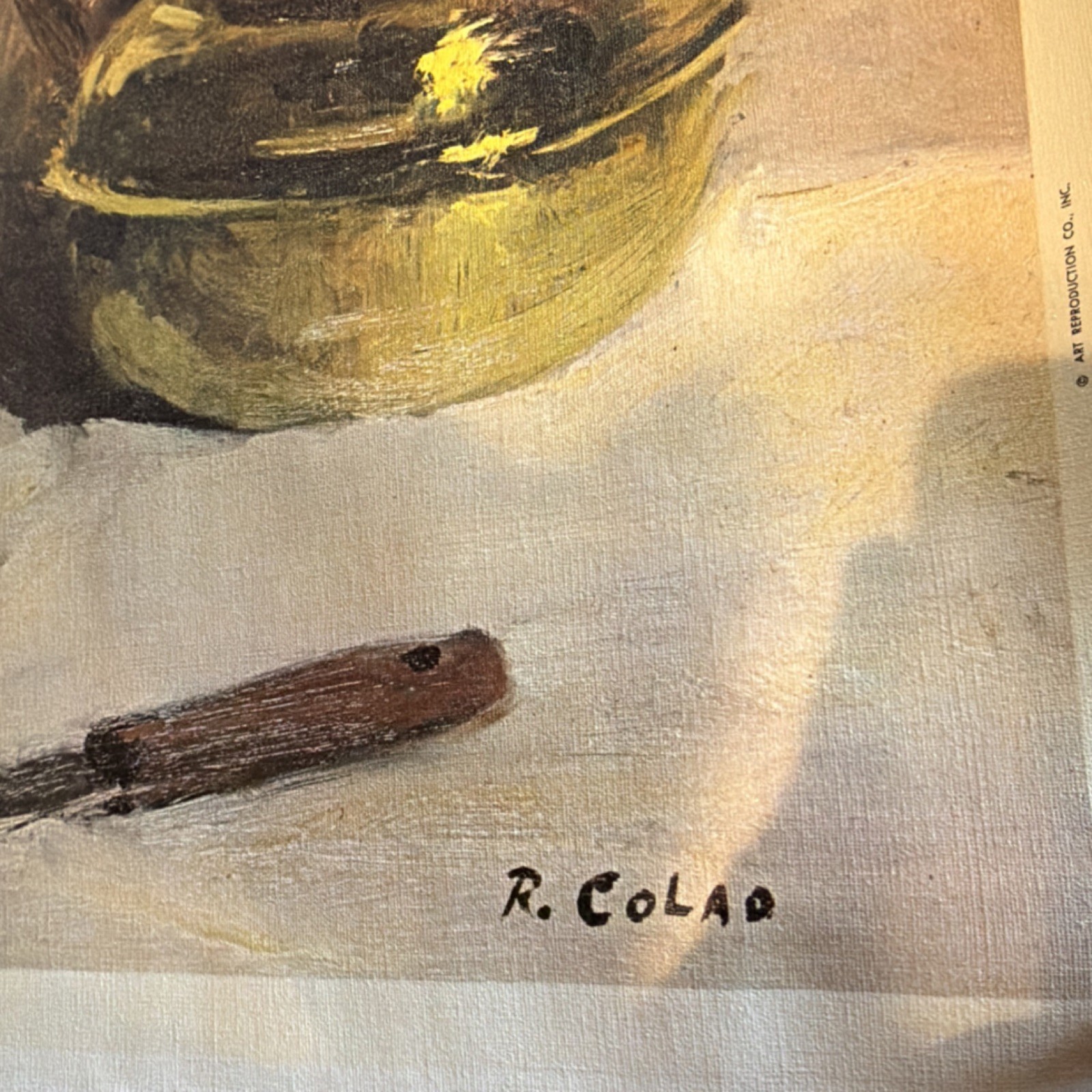 R. Colad Signed Oil Painting Still Life Grapes Lemon Vessels Canvas Large