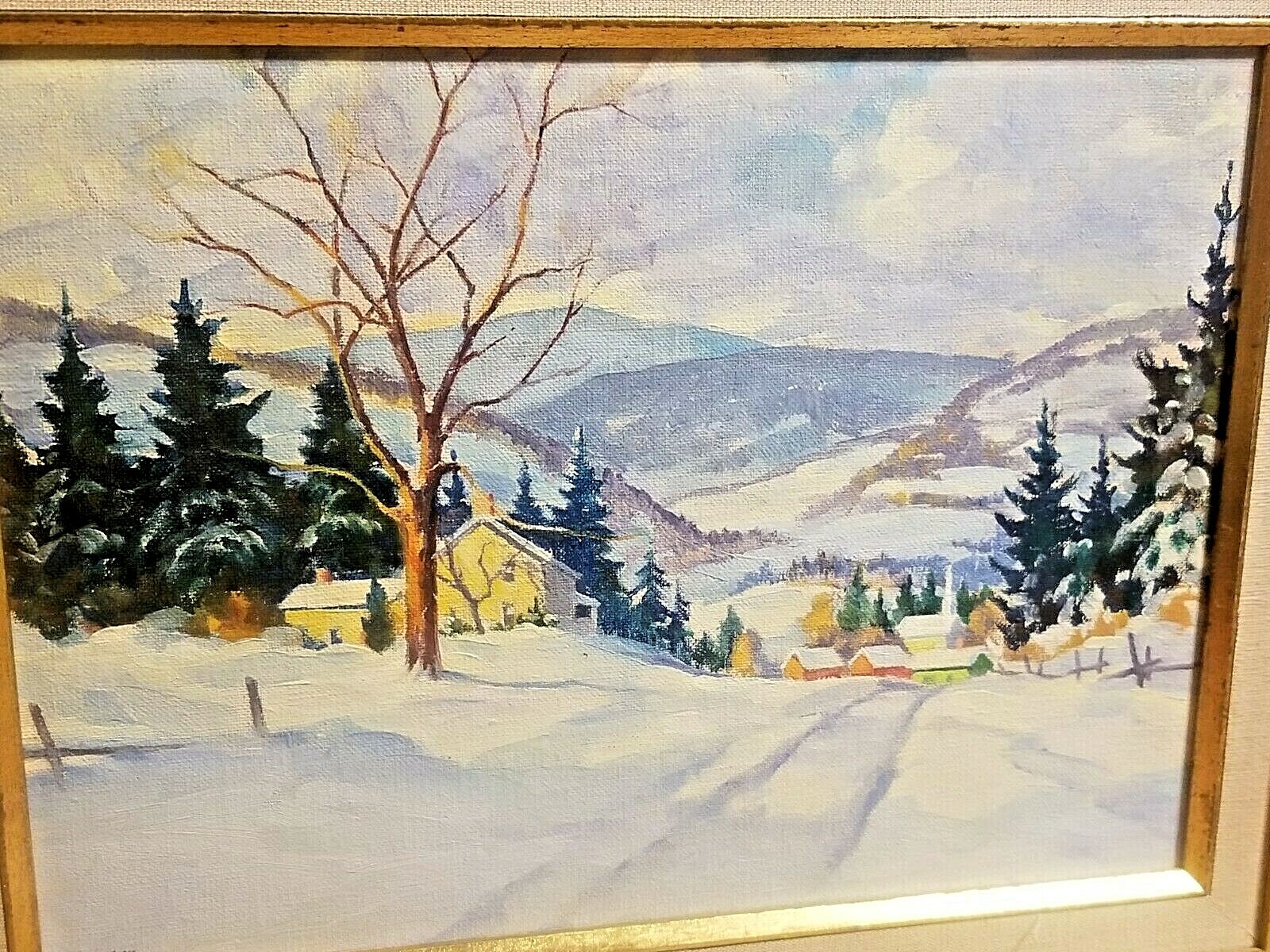 FINE O/B WINTER SCENE LANDSCAPE PAINTING OF COLTON NY CLIFFORD ULP ADIRONDACKS