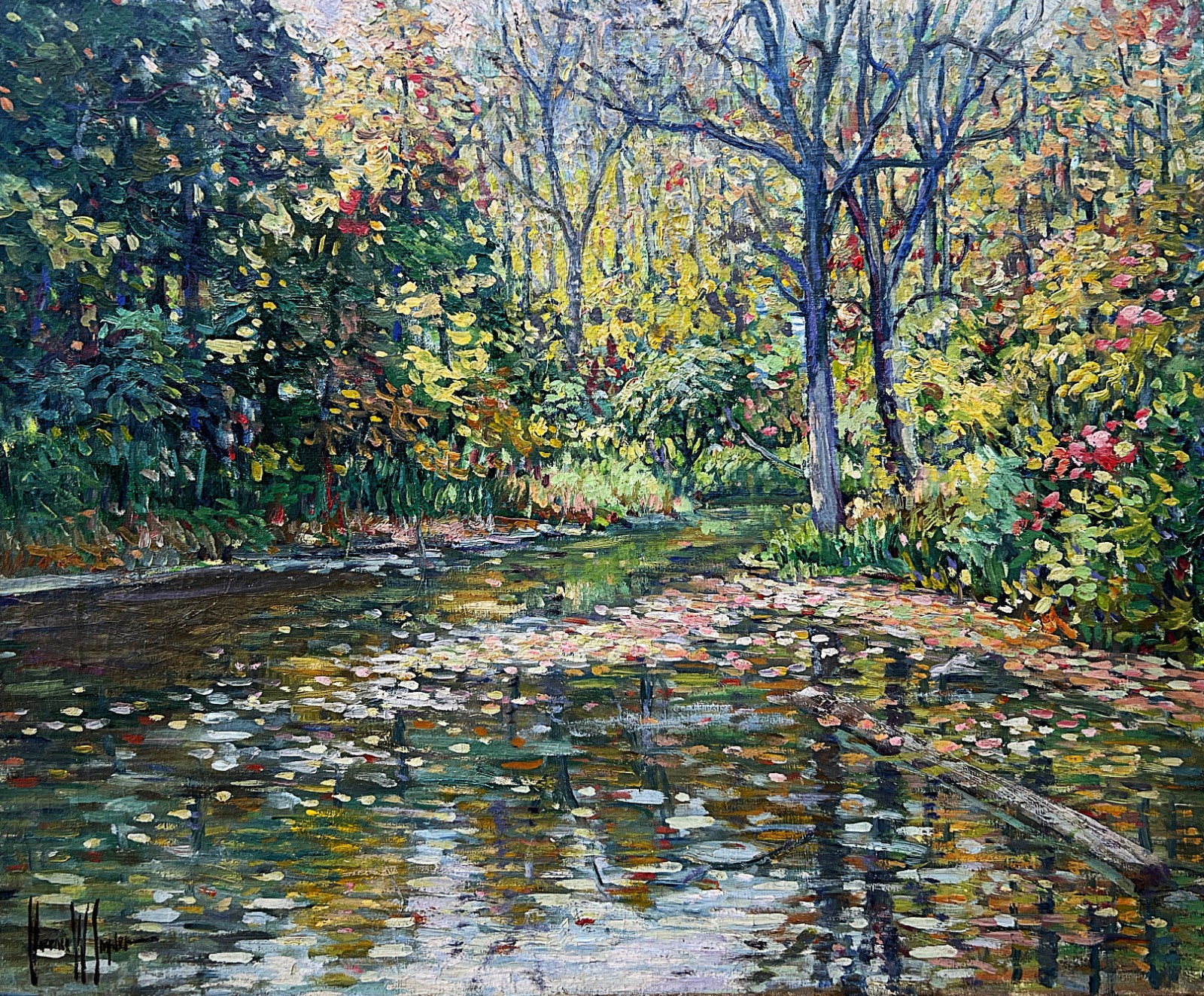 1930’s Impressionist Summer Pool Clarence W. Snyder 1873-1948, listed PA artist