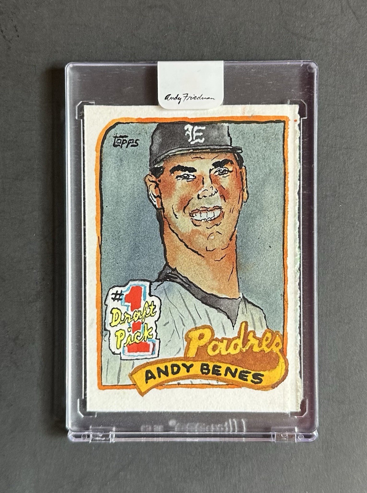 1989 Topps Andy Benes Original Art Watercolor Painting 1/1 Andy Friedman Signed