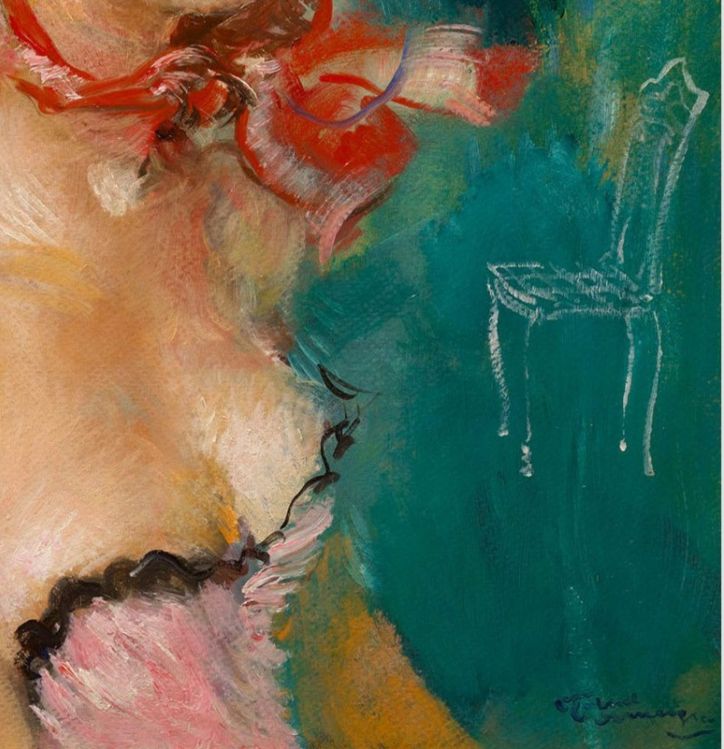 Jean-Gabriel Domergue (Handmade) Signed Oil Painting on Canvas 16×24 Art Deco ..
