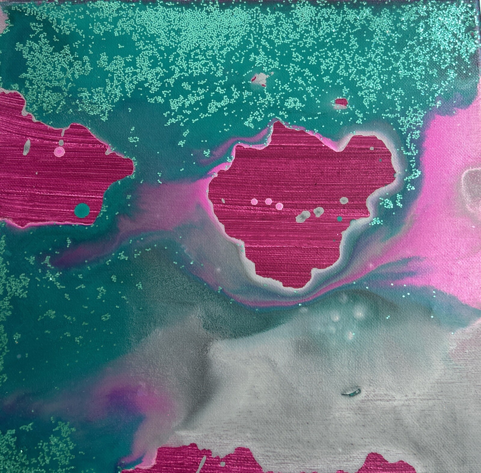 Original Kayla Braden “Submerged” Acrylic Abstract Glitter Painting on Canvas 🌊