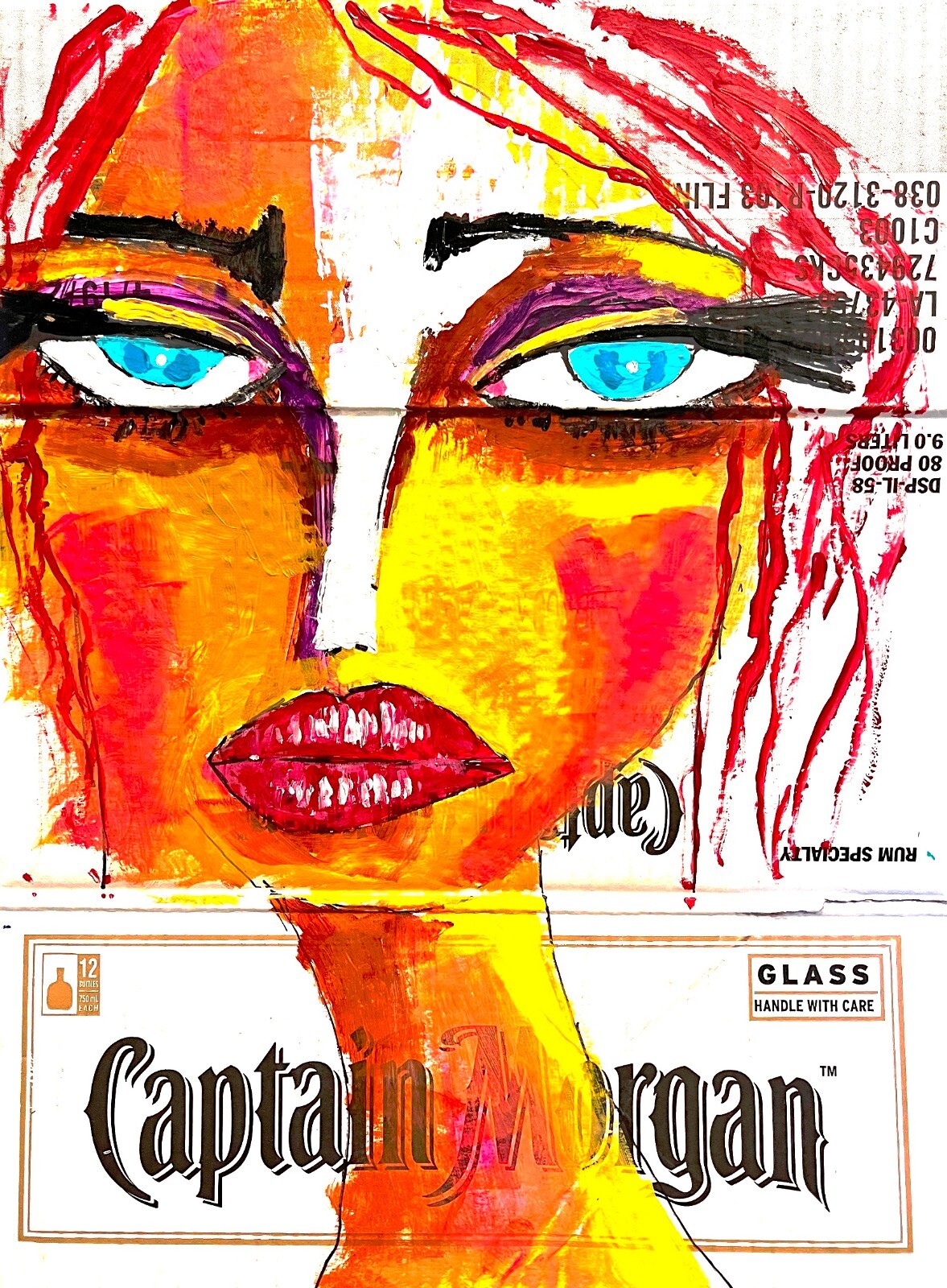 LADY PORTRAIT PAINTING upcycled CB 16 x 21 original SWARTZMILLER DNA SIGNED ART