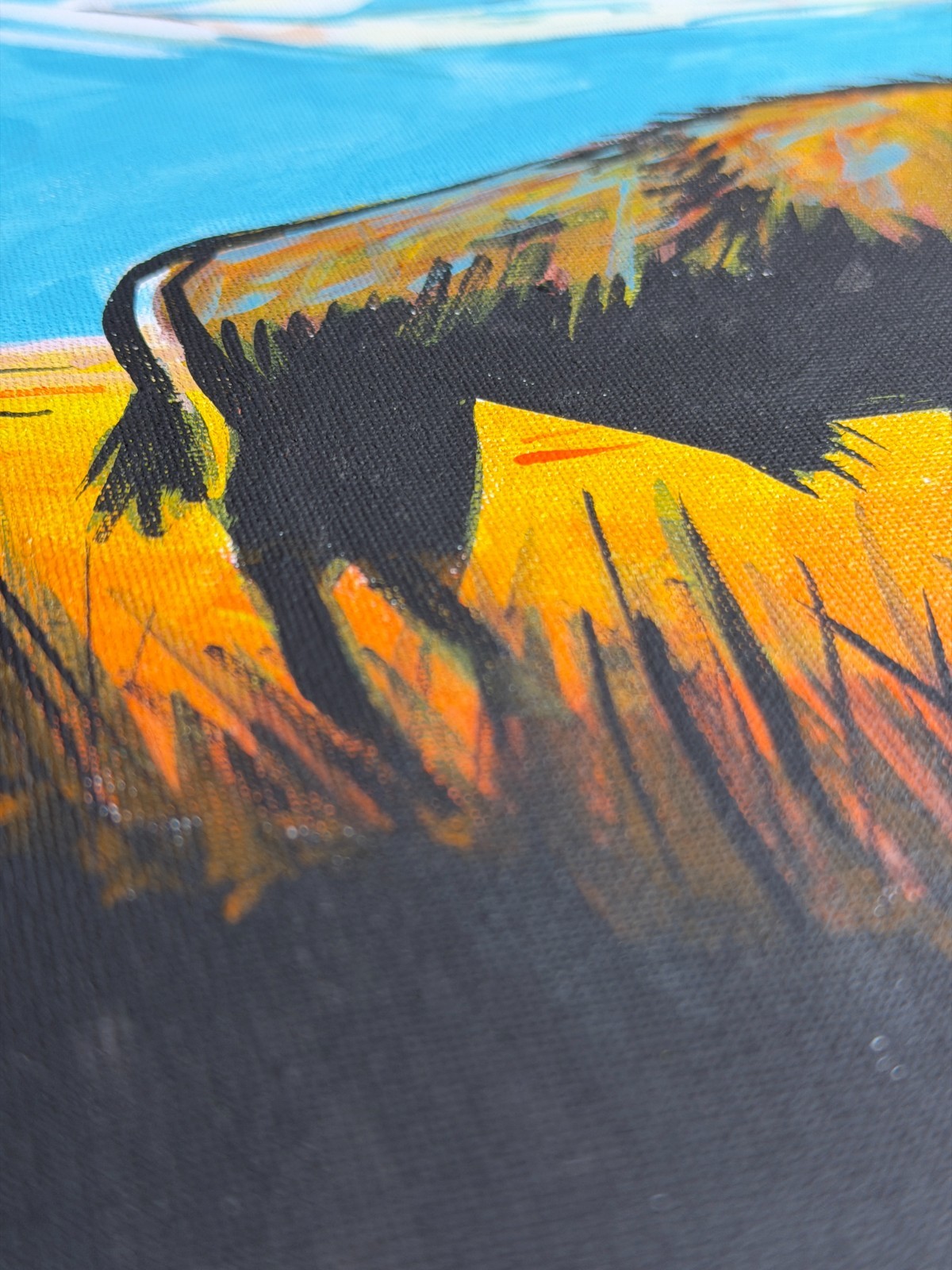 Unique Western Bison Silhouette – 12×16″ Acrylic Painting on Stretched Canvas