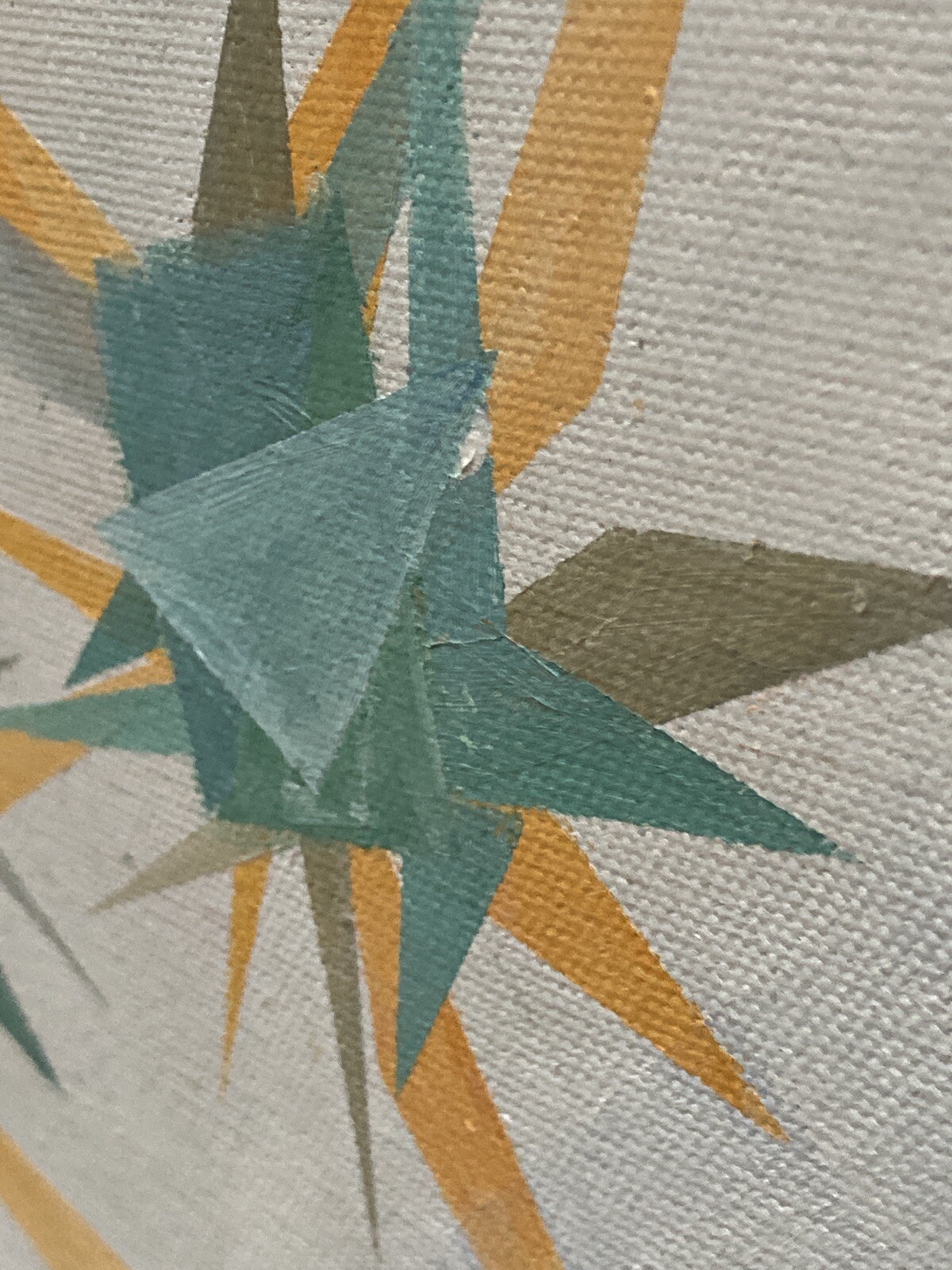 Mid Century Abstract Painting on Canvas Geometric Modernism Minimalism