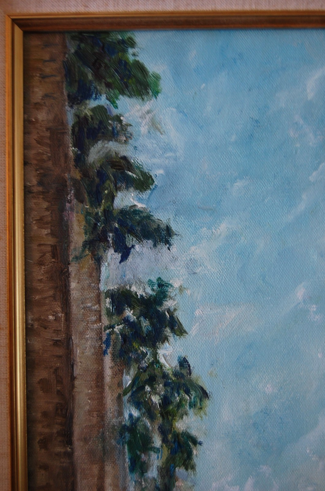 FRAMED ORIGINAL OIL GUARDARRAYA DE PALMA REALES CUBAN COUNTRY ARTIST HECTO VIDAL