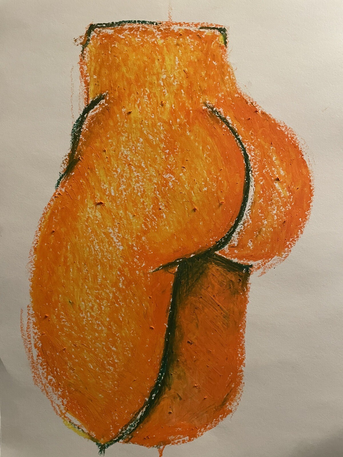 Orange Painting Oil Pastel Color Erotic Gift Fine Art 12×18 Western Erotic
