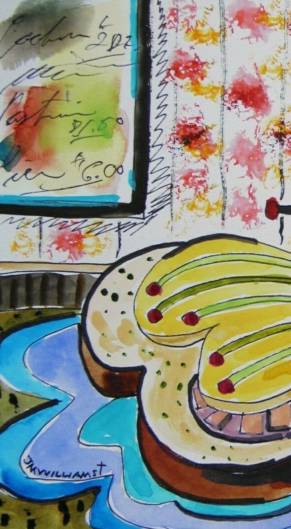 Original Bakery Sketch Cake Food Watercolor Impressionism