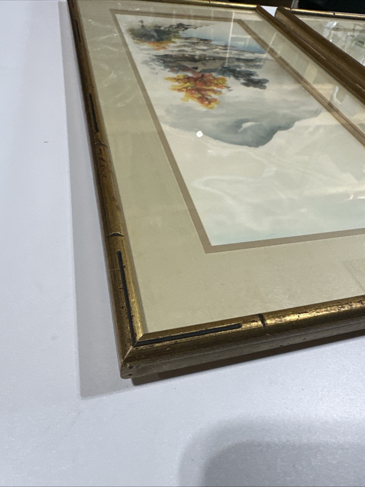 Asian Landscape Prints on Silk – Waterfall & Cottage Scene –Signed-1981 Vintage