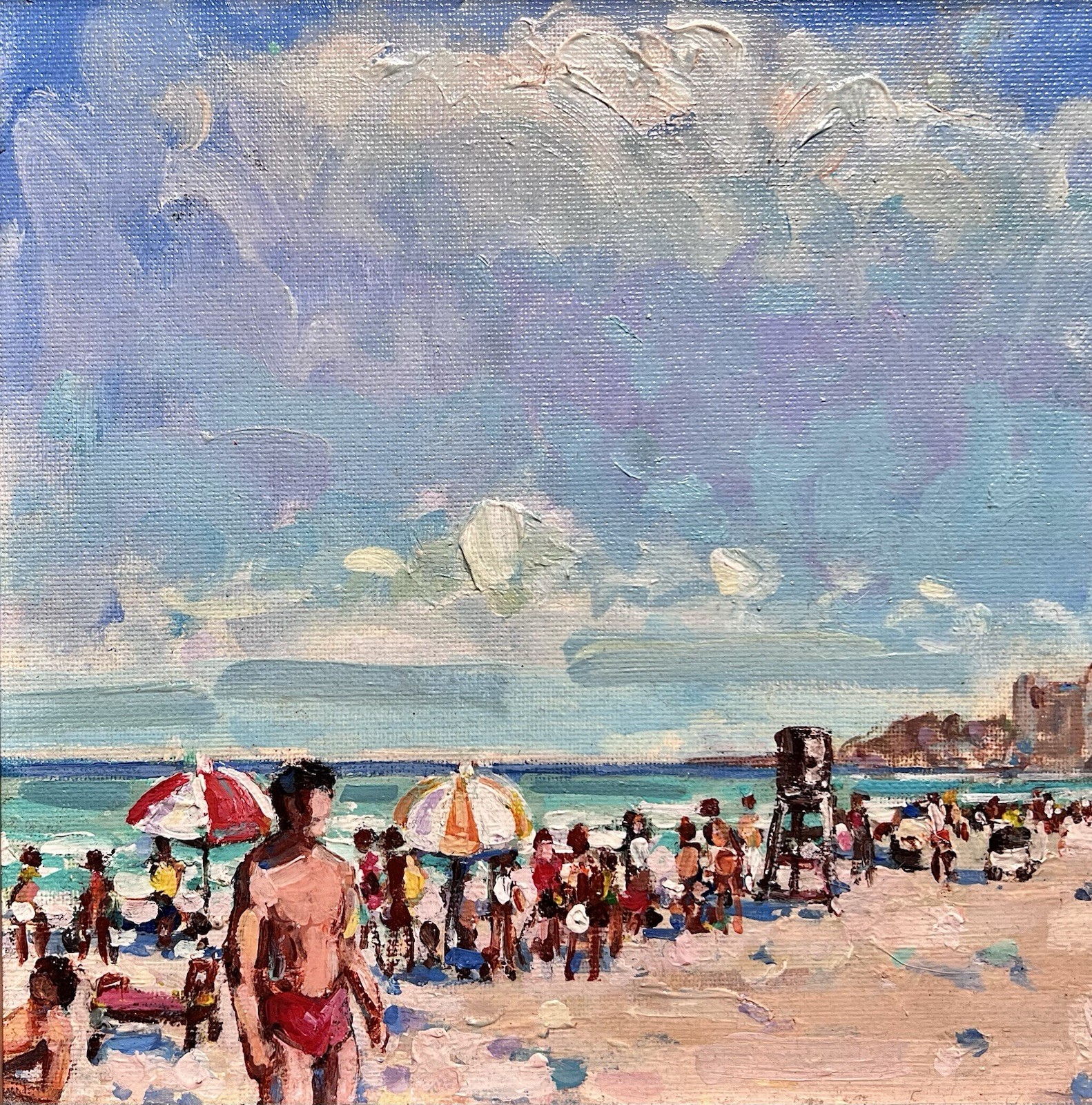 Vintage Artist-Signed South Beach (Miami Beach) Impressionist Oil Painting