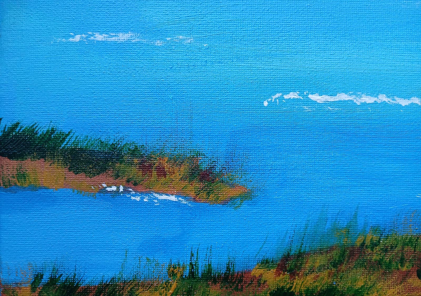 Impressionism 16×20 Seacoast Island Handmade Signed Colorful Art Painting