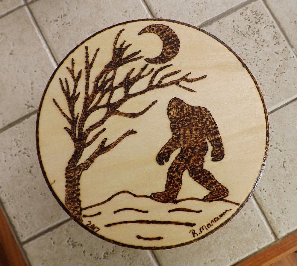 BIGFOOT Wood burning – Signed – Hand Made by Artist