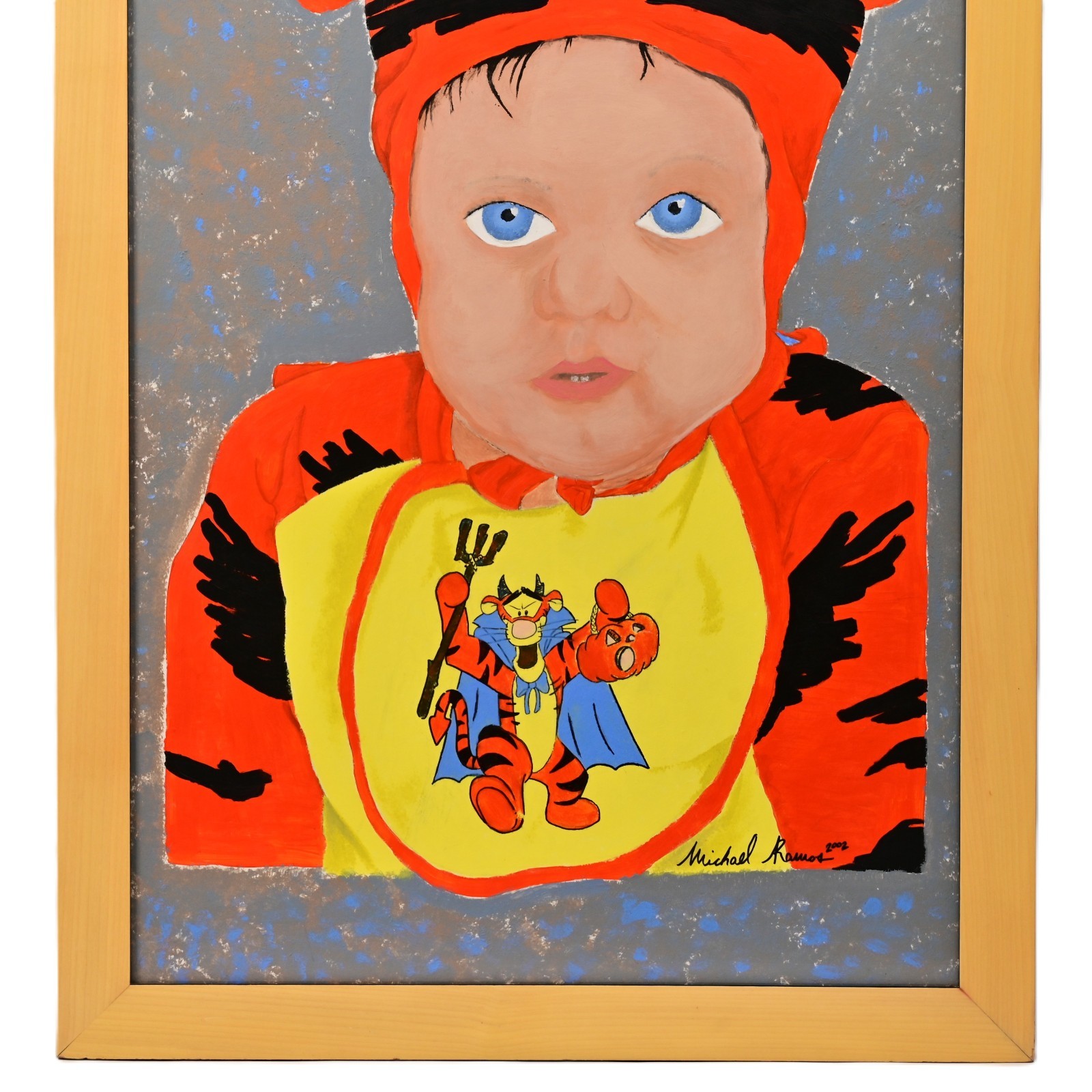 RAMOS Original Vintage Signed Winnie Pooh Tigger Costume Child Portrait Painting