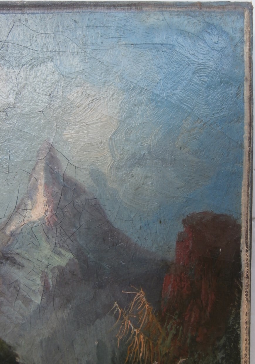 1860s Artist SIGNED «FB» 19th C. PAINTING Frederick Butman ROCKY MOUNTAIN SCHOOL