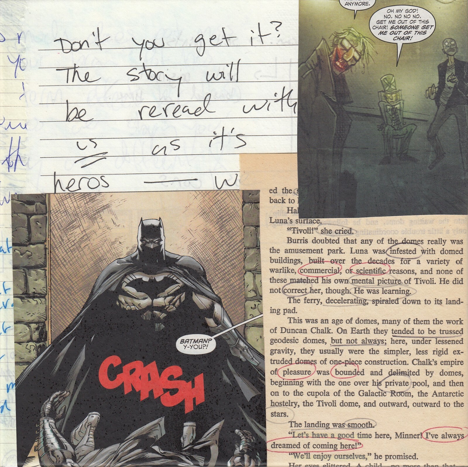 Batman CRASH – Contemporary Canadian POP Art Collage Painting by Vee CR