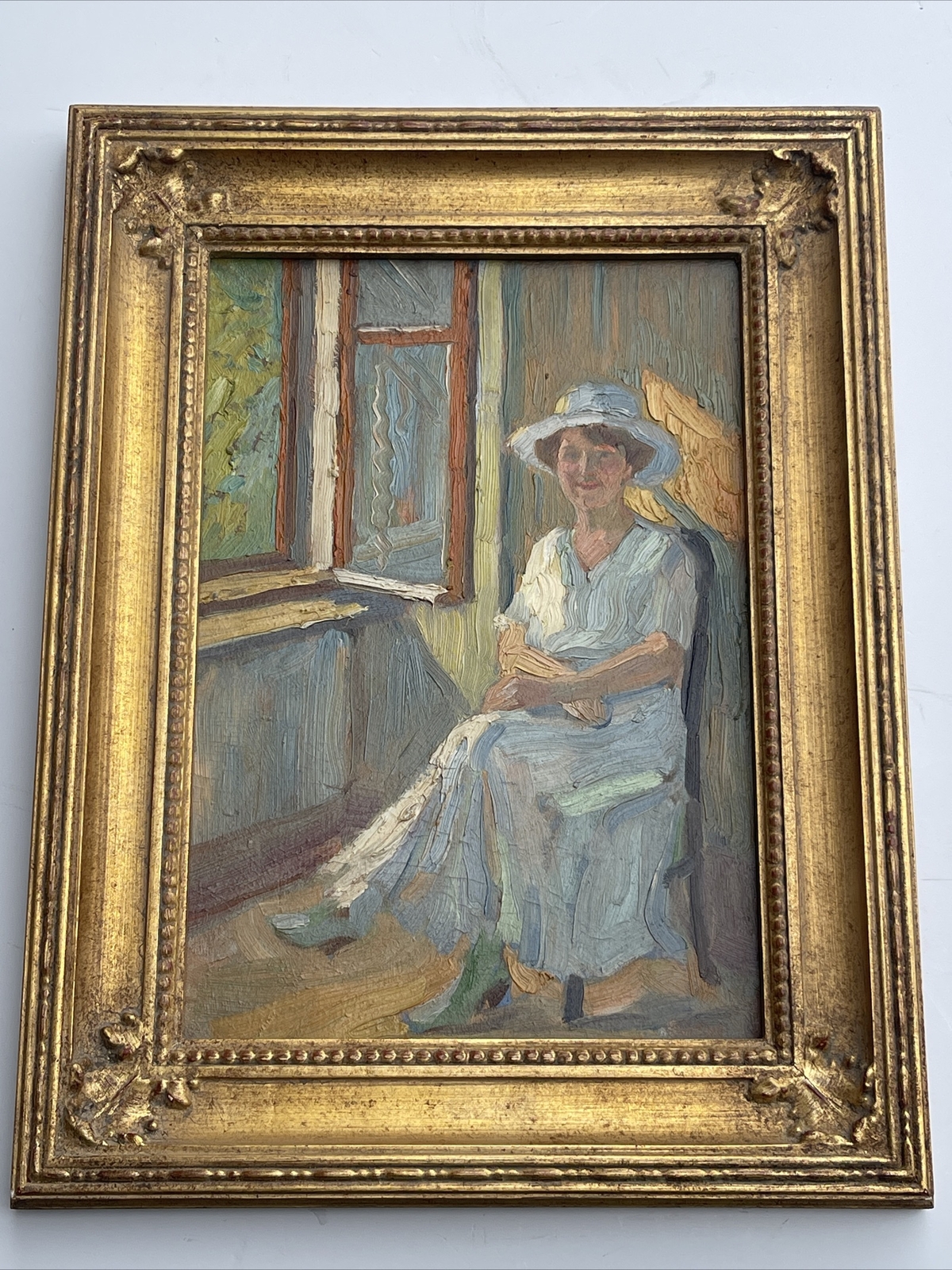 VINTAGE PAINTING PORTRAIT IMPRESSIONISM PRETTY WOMAN FEMALE MODEL MYSTERY OIL