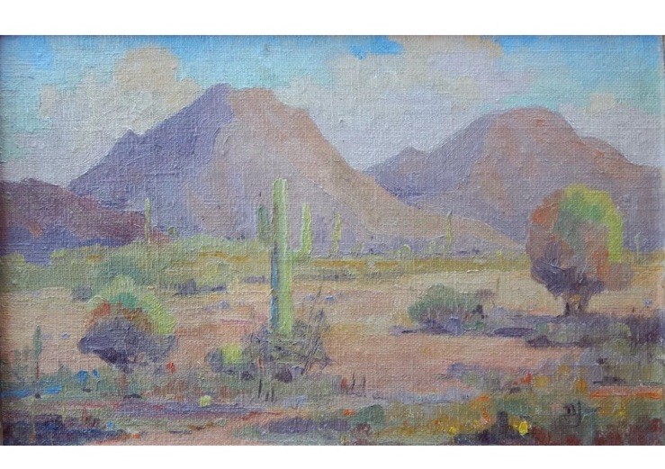 Pics Don’t Do Justice / Antique Plein Air Desert Landscape / 9.25×11.25”/ Framed