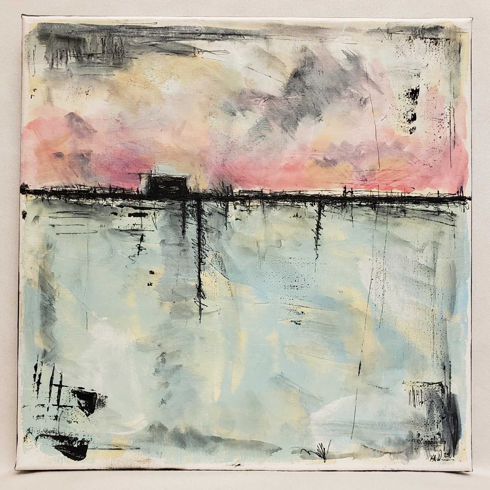 No.651 Original Abstract Modern Minimal Textured Painting By K.A.Davis