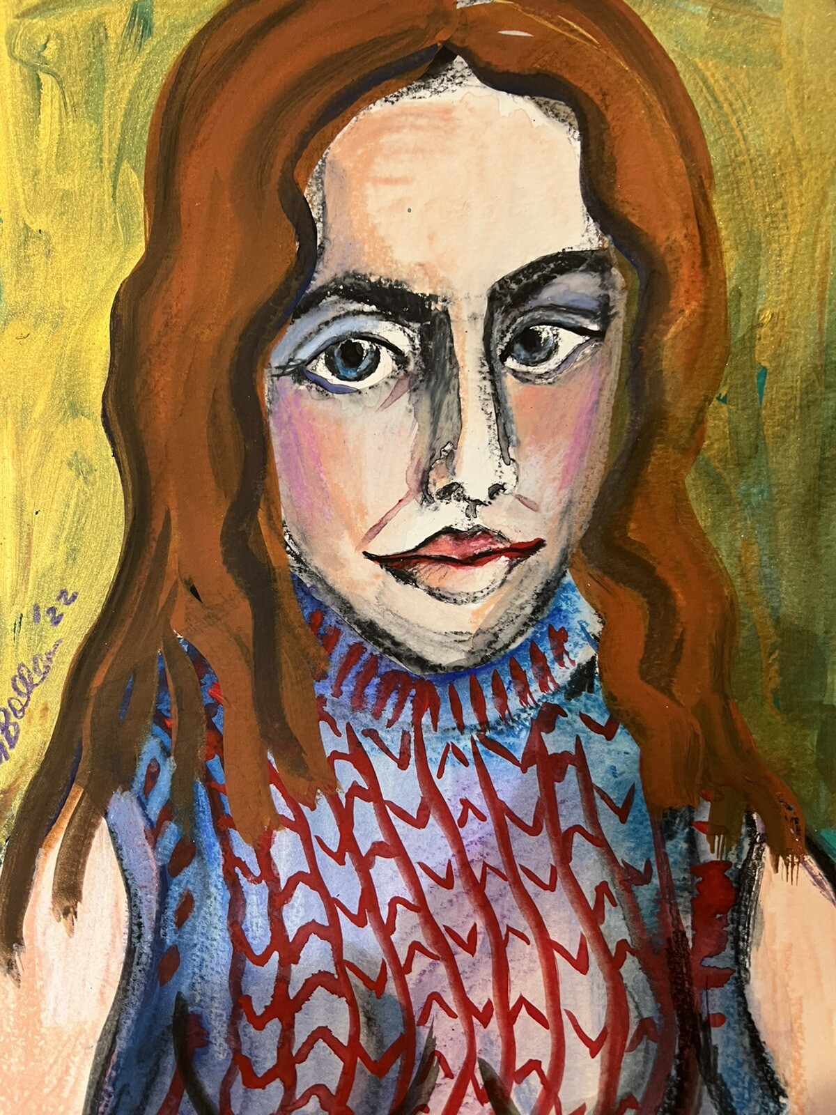 Melissa Bollen original Gouache Colored Pencil Strathmore signed New