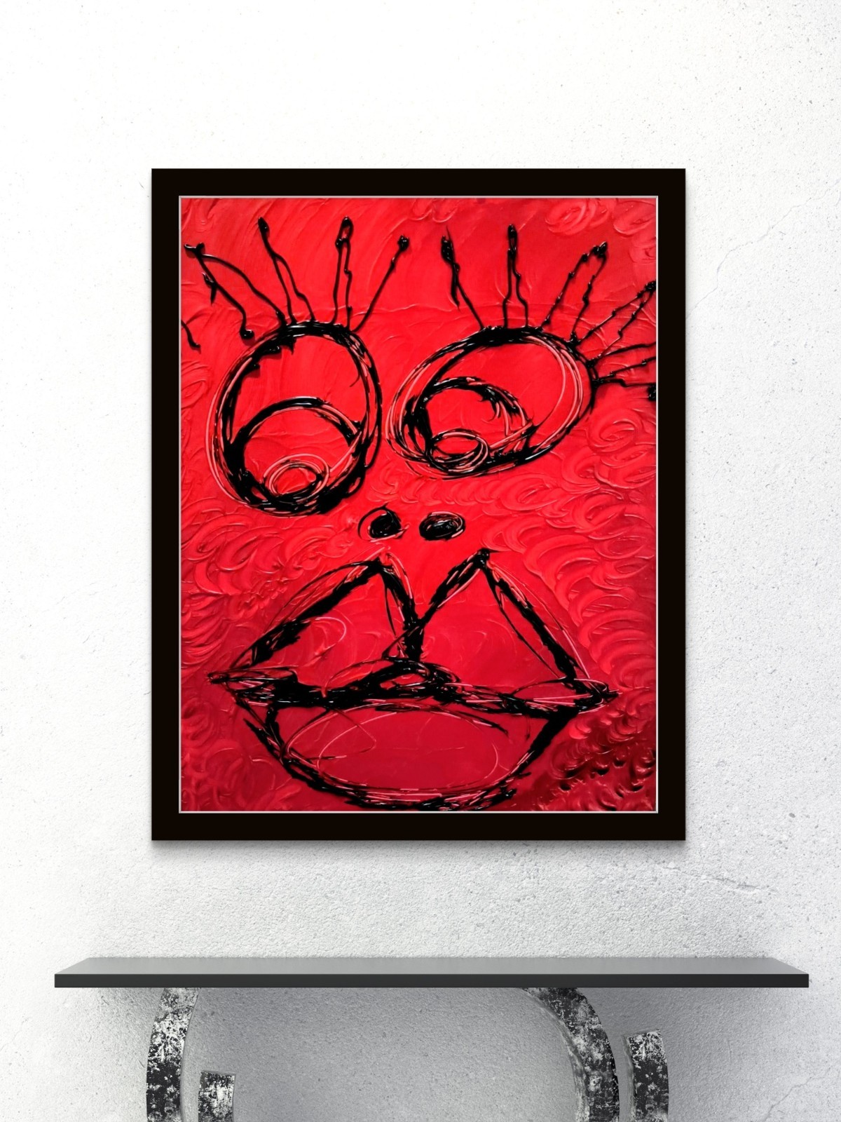 Trey Coppland, Ruby Abstract Portrait Acrylic Painting, 24×30 in, 2026 Signed