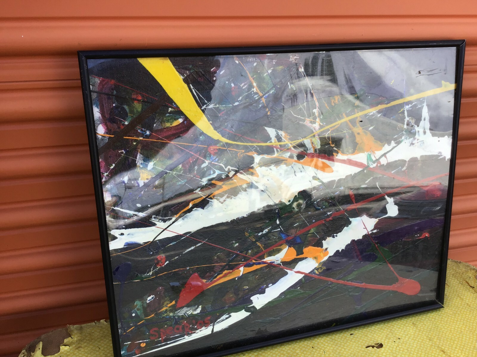 SPEAR 2005 IMPROVISATION «7» oil on BOARD DRIP PAINT SIGNED 16 X 20