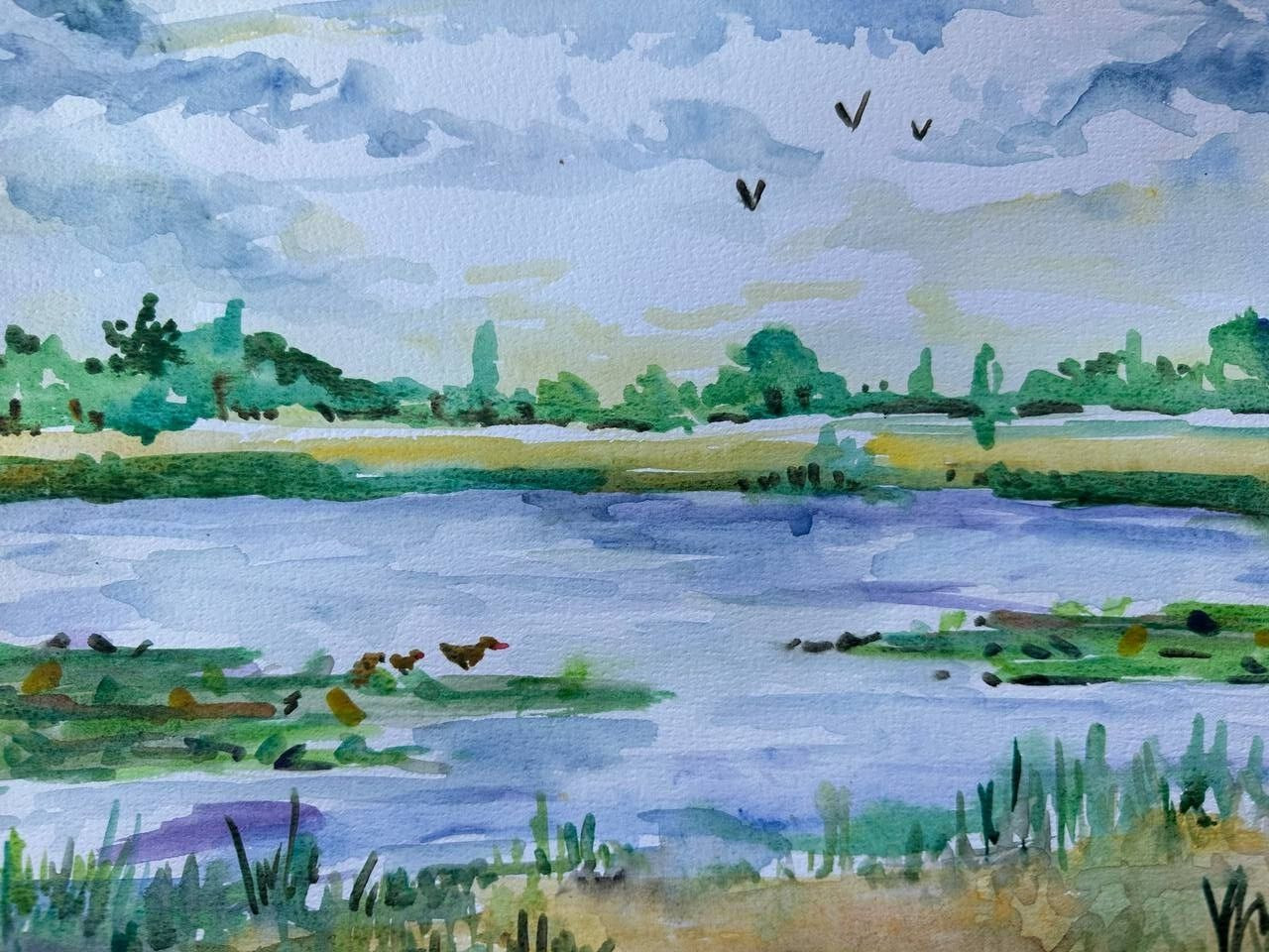 Painting by a Ukrainian artist “Sunset outside the city”, war in Ukraine.