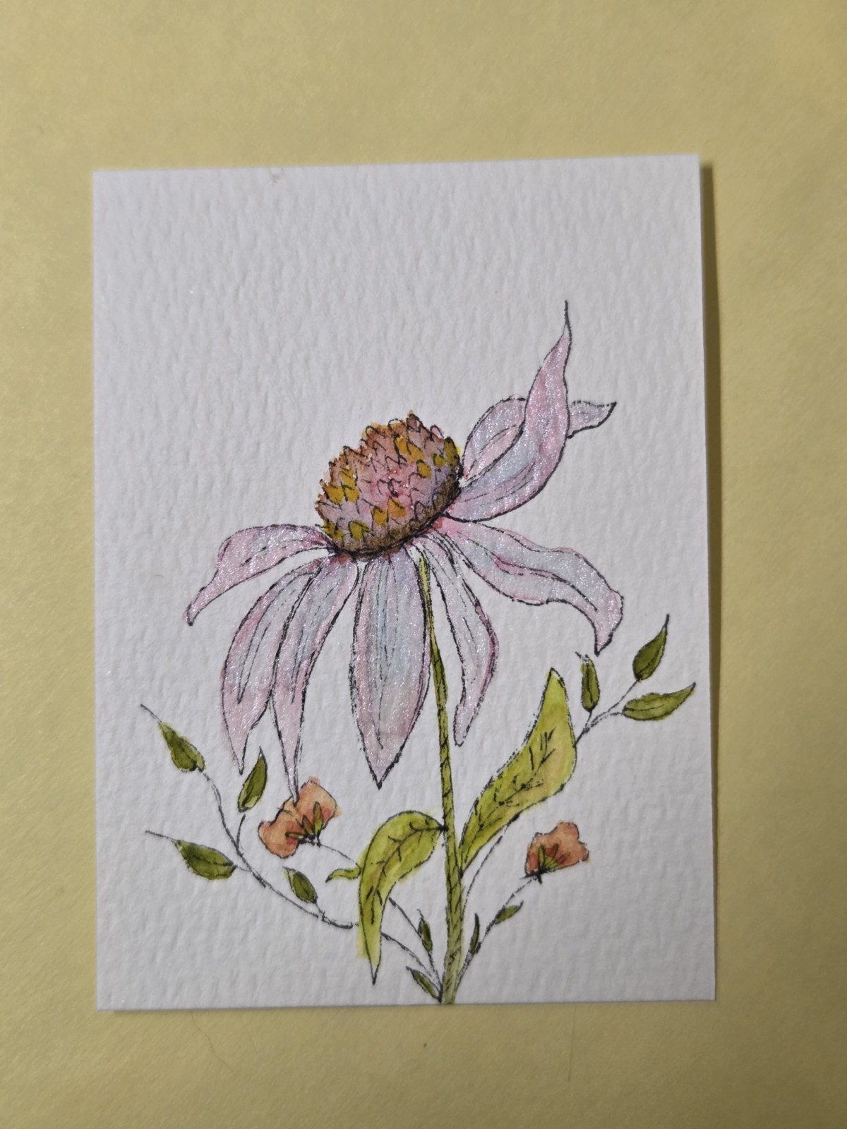 ACEO Original Floral Flowers Wildflowers Cottage Spring Bouquet 2.5×3.5