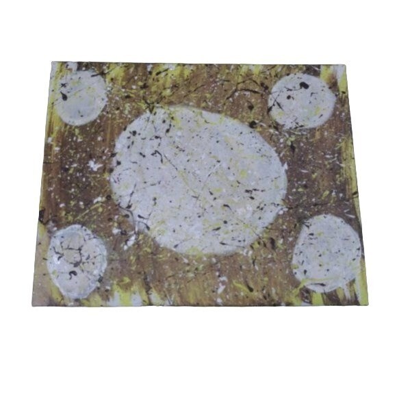 Original Abstract Acrylic Painting White Brown Yellow Canvas 8 x 10 Handmade Art