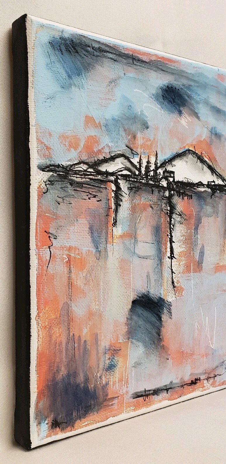 No652 Original Abstract Minimal Impressionistic Landscape Painting By K.A.Davis
