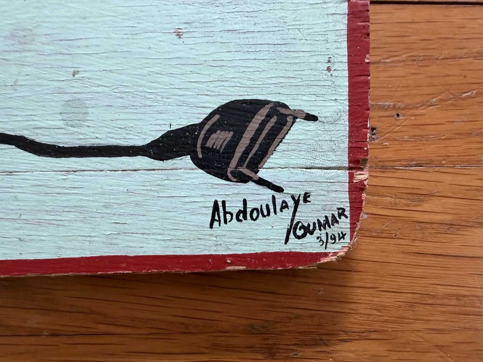 Vintage Handpainted Restaurant Menu Sign African Folk Art Signed Abdoulaye Gumar