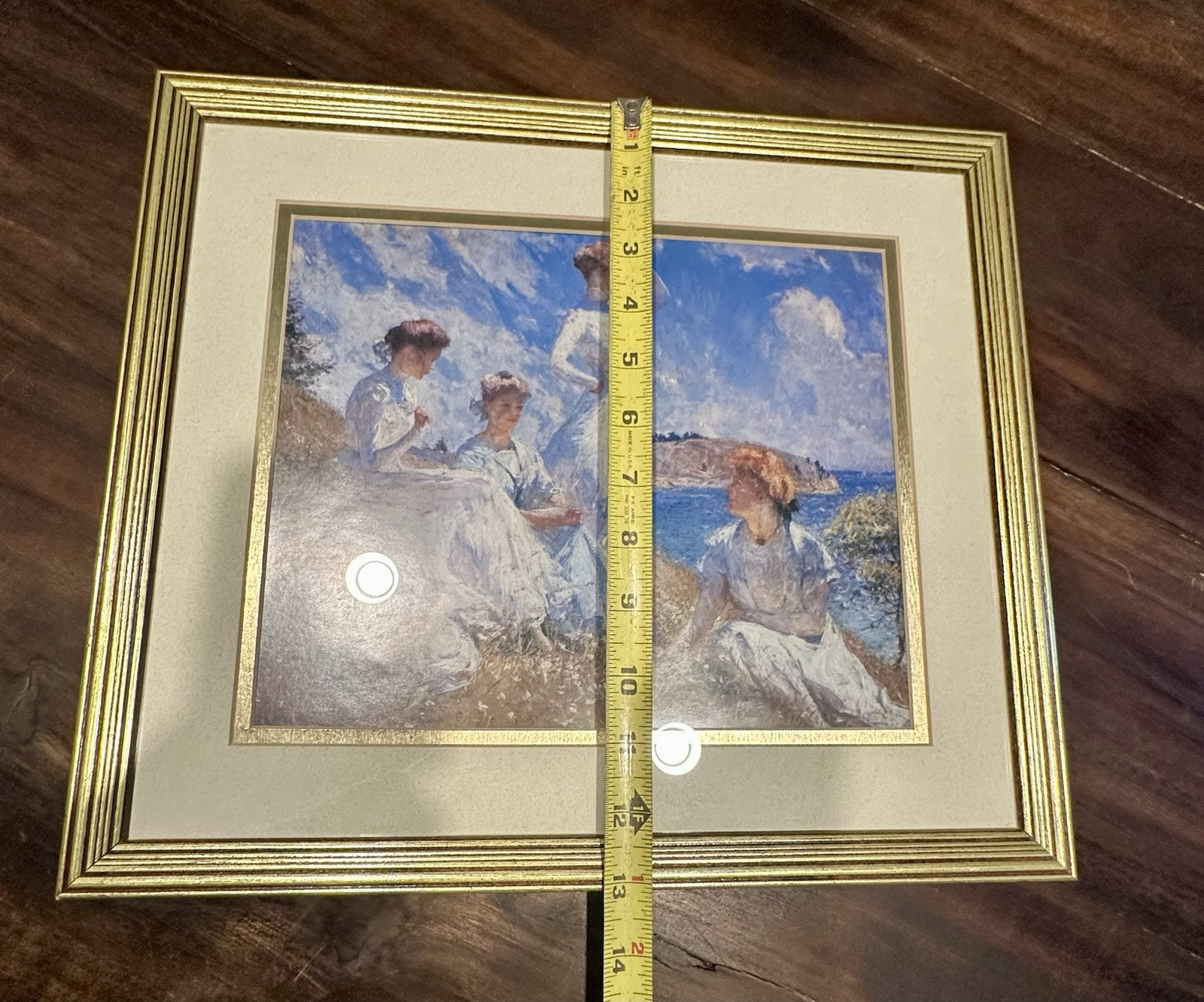 Gold Framed Summer by Frank Benson Print Artwork (15in x 13in Framed Size)