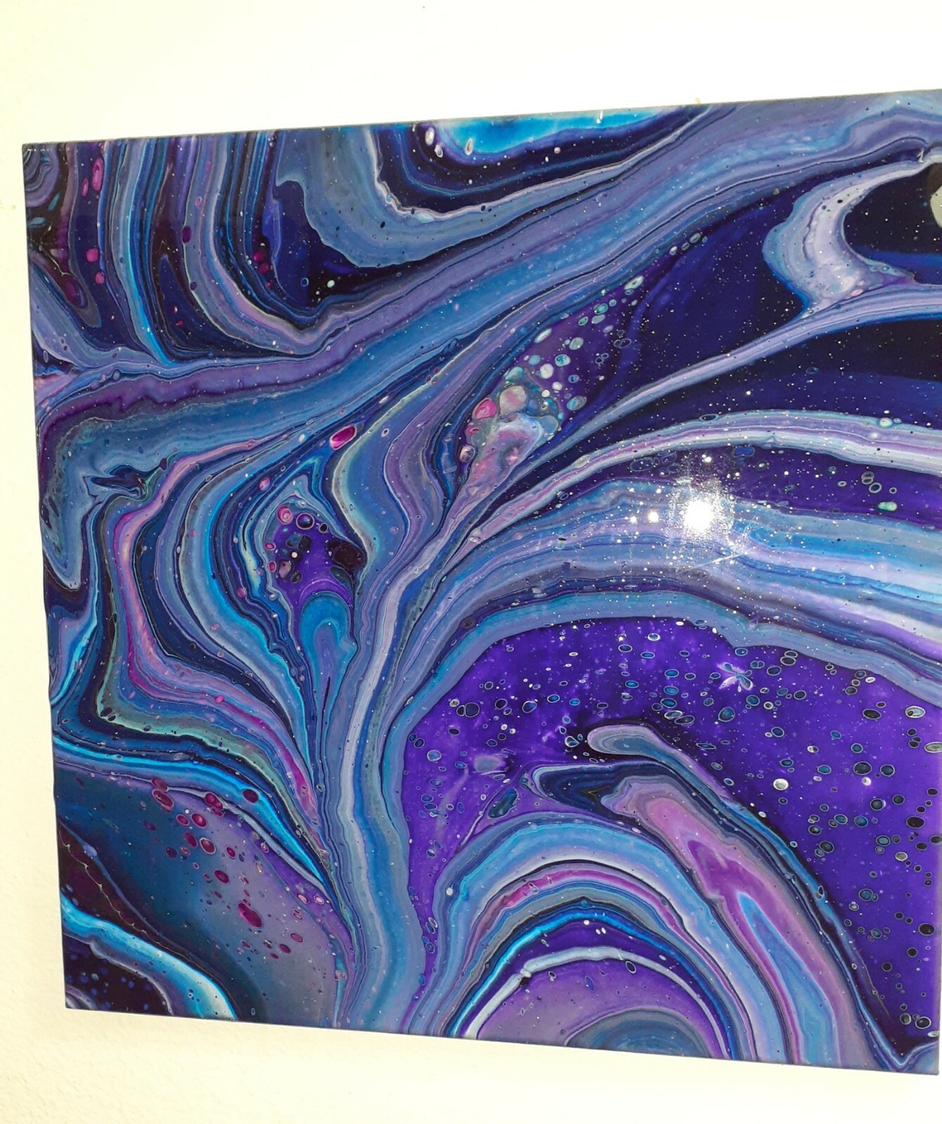 Original Abstract Art Painting Contemporary Fluid Acrylic ArtWork 16x16Canvas