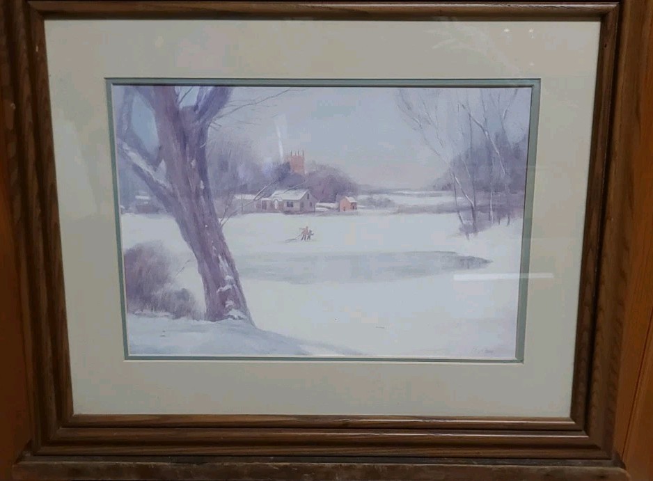 Vintage Rare Floyd Berg Winter Landscape Watercolor Signed 10×14″ Cincinnati