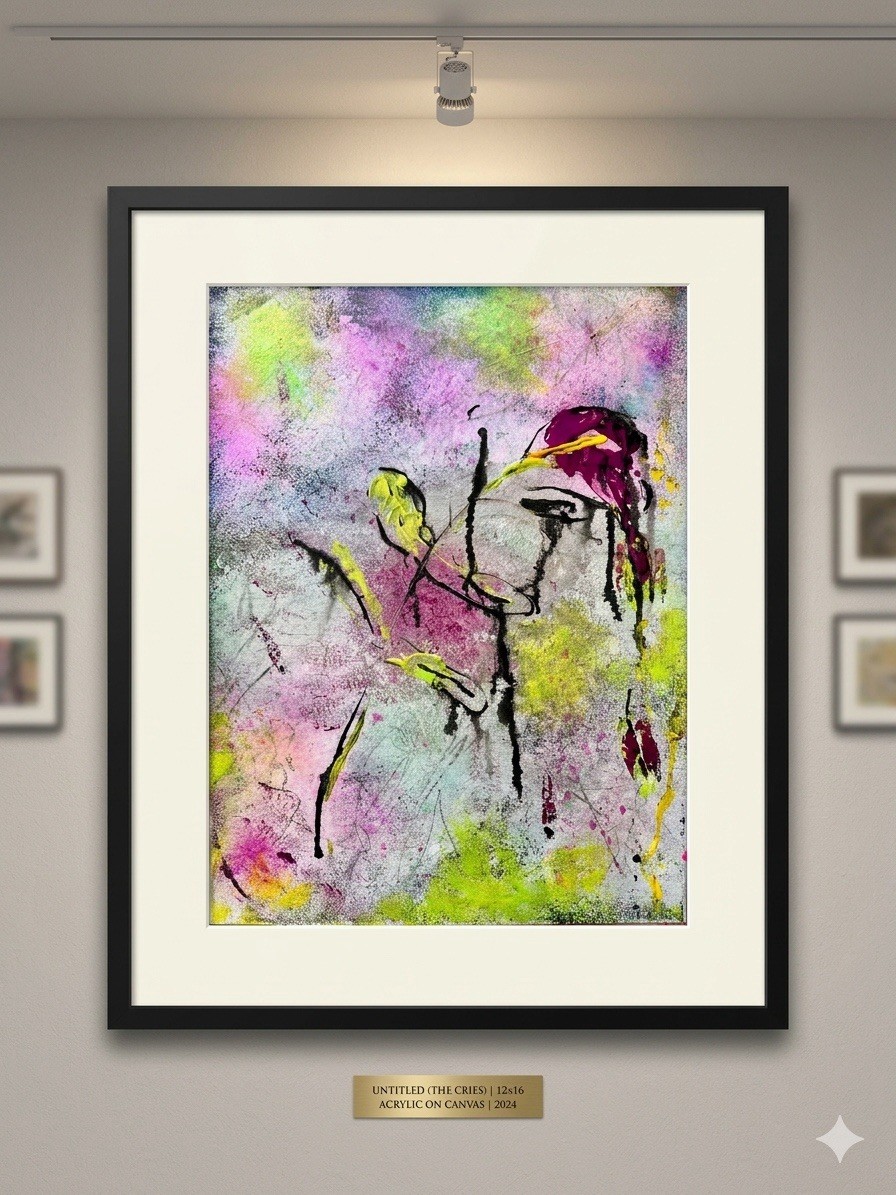 Original Framed Abstract expressionist Rose Acrylic Wall Decor 11×14