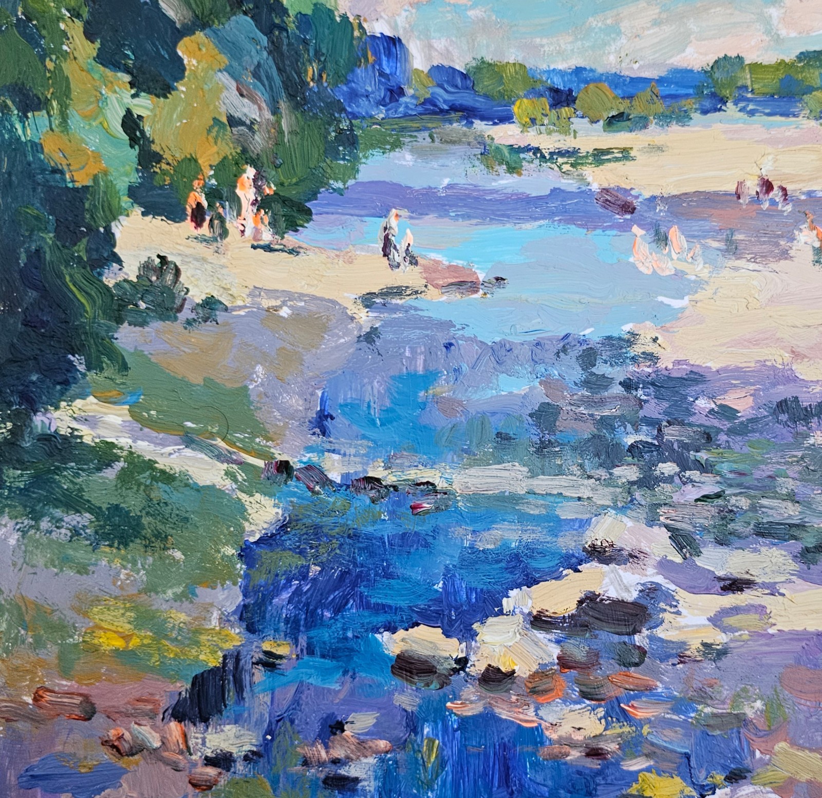 Acrylic painting Waters Ukrainian painter cardboard Unframed original landscape