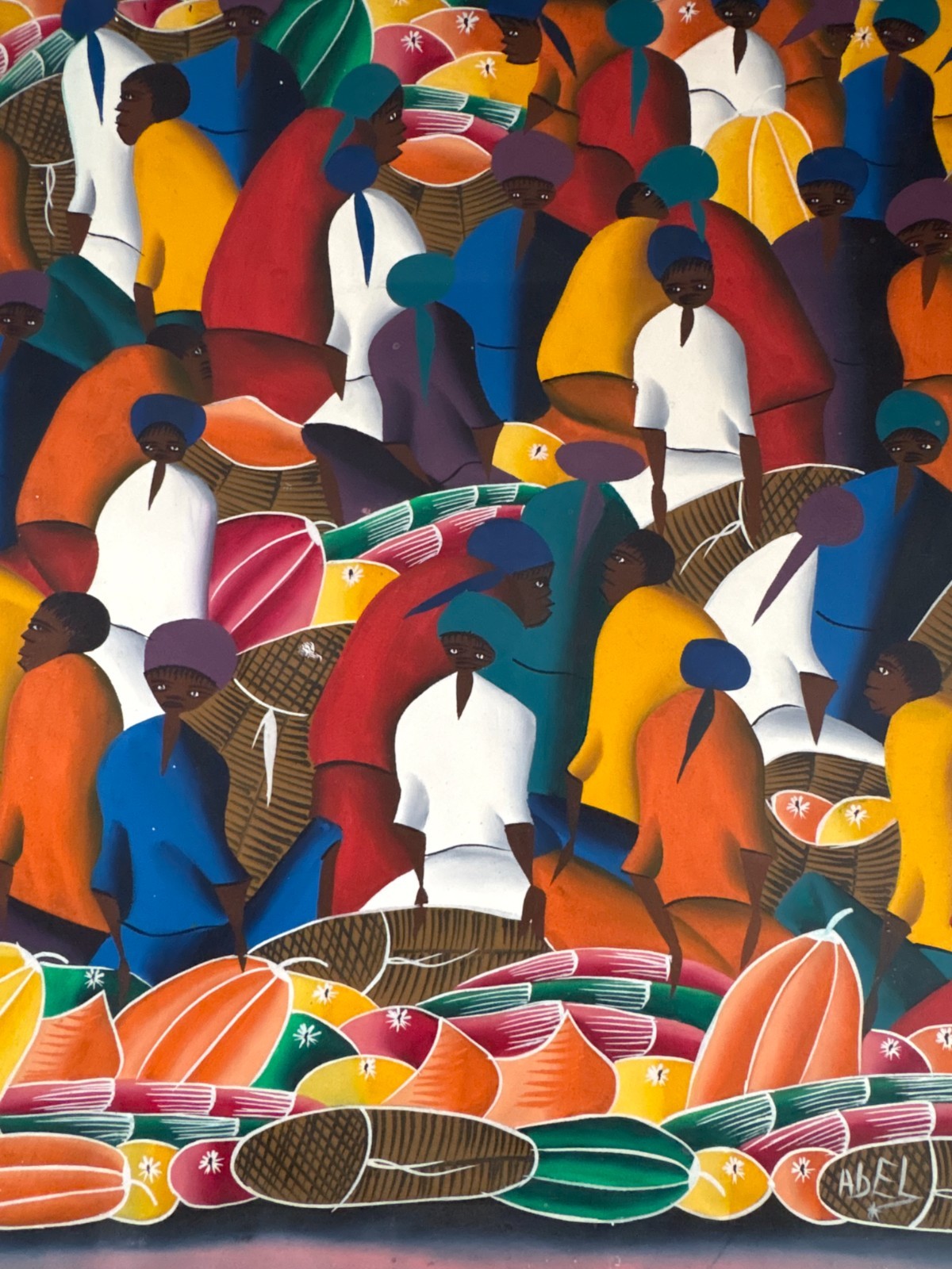 HAITI ORIGINAL OIL PAINTING HAITIAN ART ARTIST ABEL SIGNED Marketplace 20 x 24″