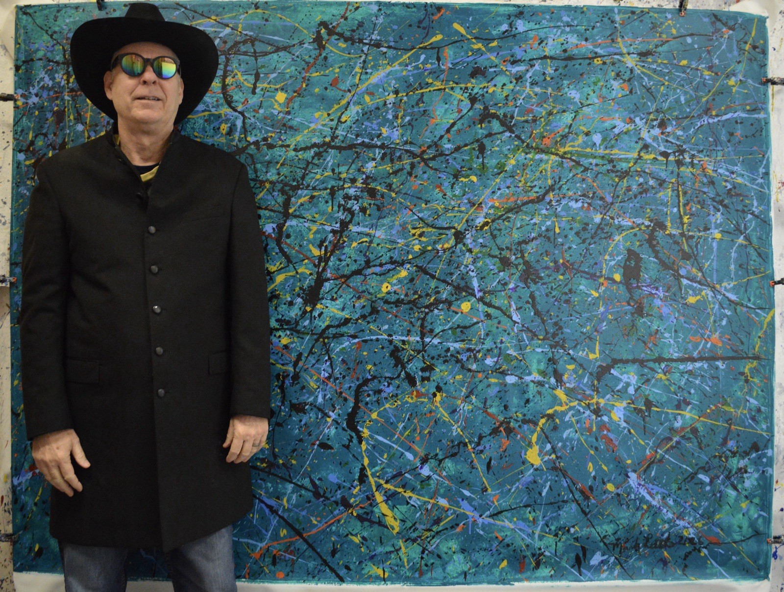 Jackson Pollock Style Giant Canvas Painting 84”X62” (7 Foot) Abstract Modern XL