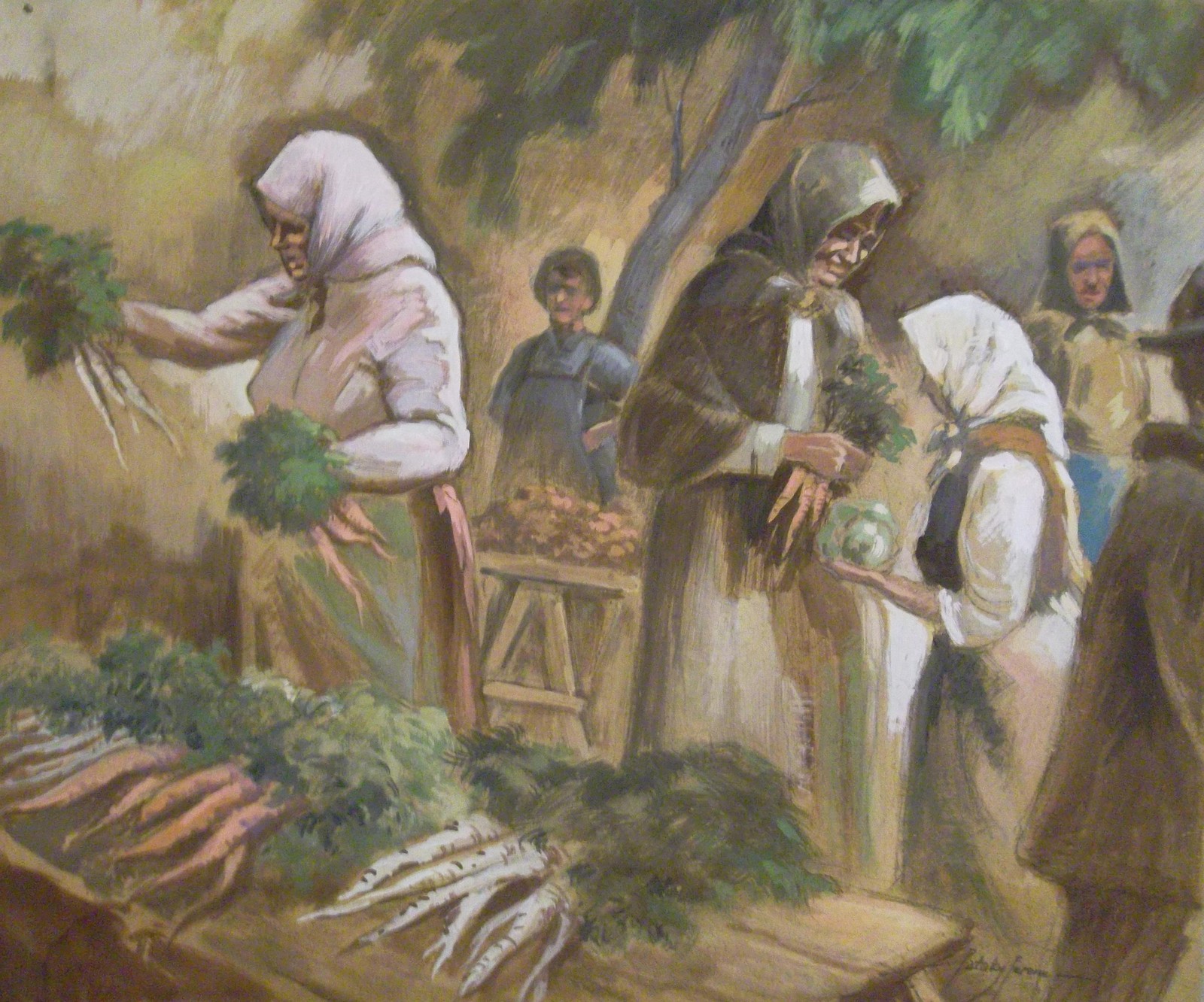 Ferenc Pataky (1850-1910) watercolor market scene p224