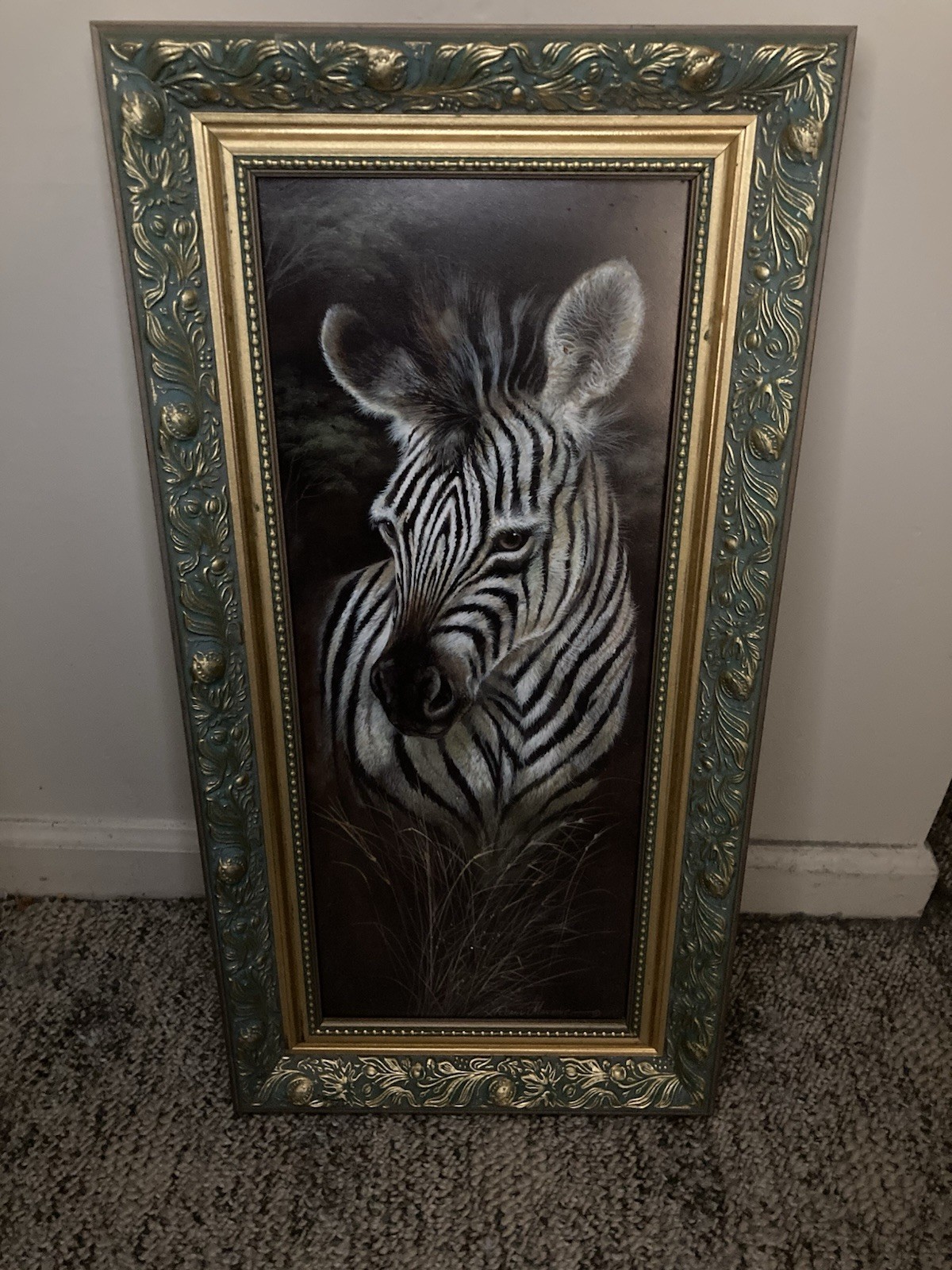 Ruane Mannin Art work zebra canvas painting wall decor office/home framed piece