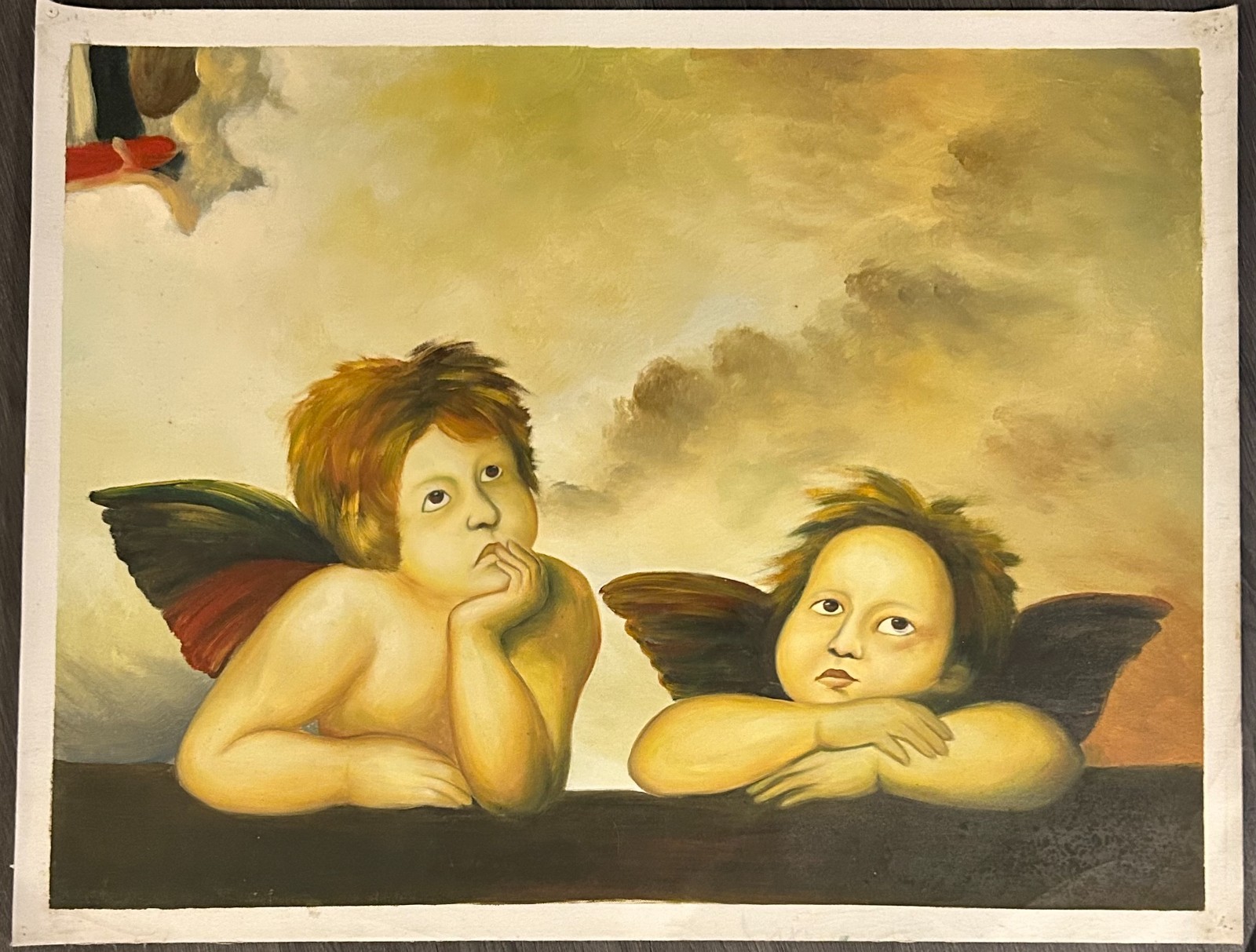 Hand-Painted Reproduction of «Sistine Madonna» on Canvas Paper 27×35.