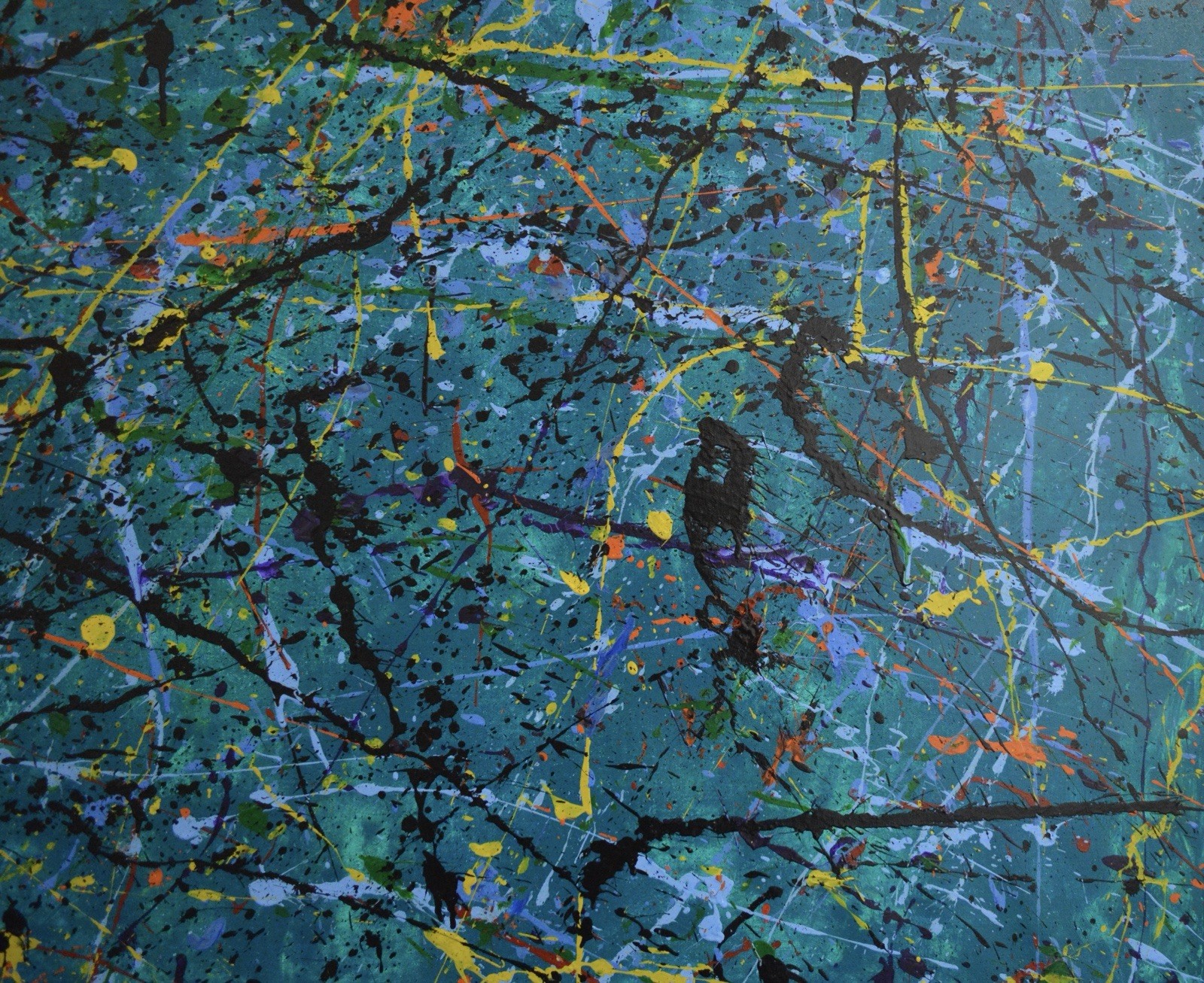 Jackson Pollock Style Giant Canvas Painting 84”X62” (7 Foot) Abstract Modern XL